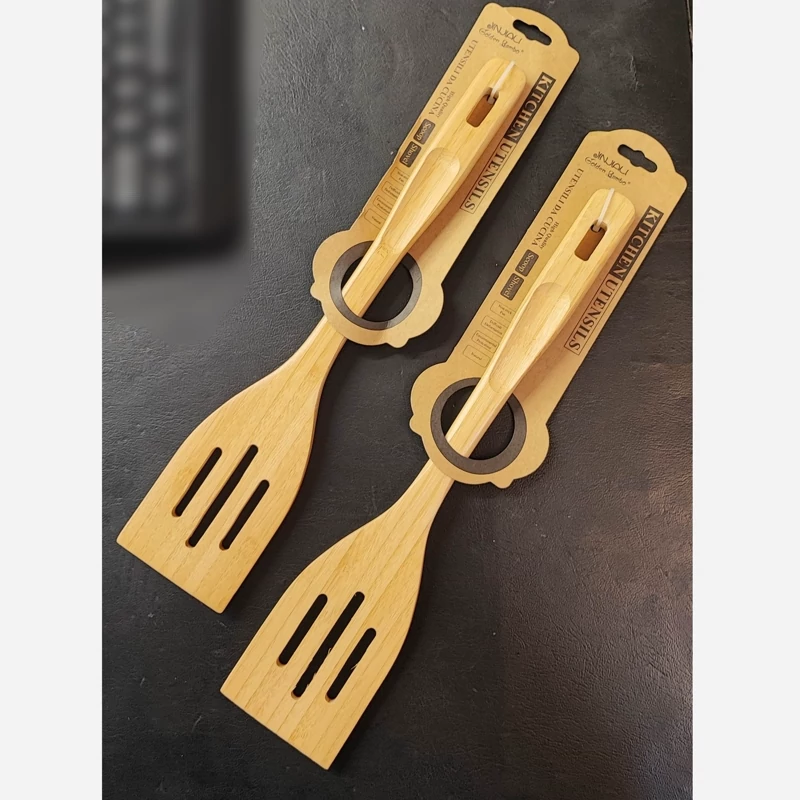 کفگیر چوبی بامبو ضخامت دسته 1.5 کد1